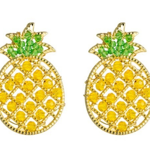 🍍 Pineapple Crystal Earrings Brand New - Picture 9 of 9